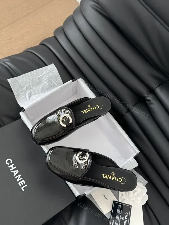 View 3 of Chic Patent Leather Mules â€“ Chanel-Inspired, Slip-On Luxury