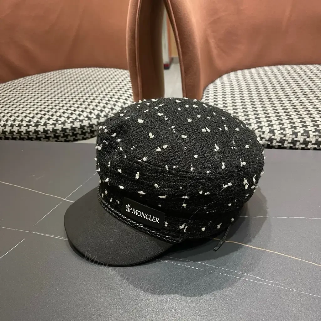 View 7 of Textured Tweed Cap with Leather Peak: Luxe Modern Cap