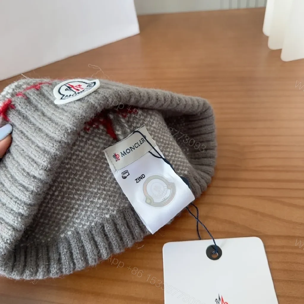 View 3 of Cozy Knit Beanie: Gray Nordic Pattern with Luxury Detail