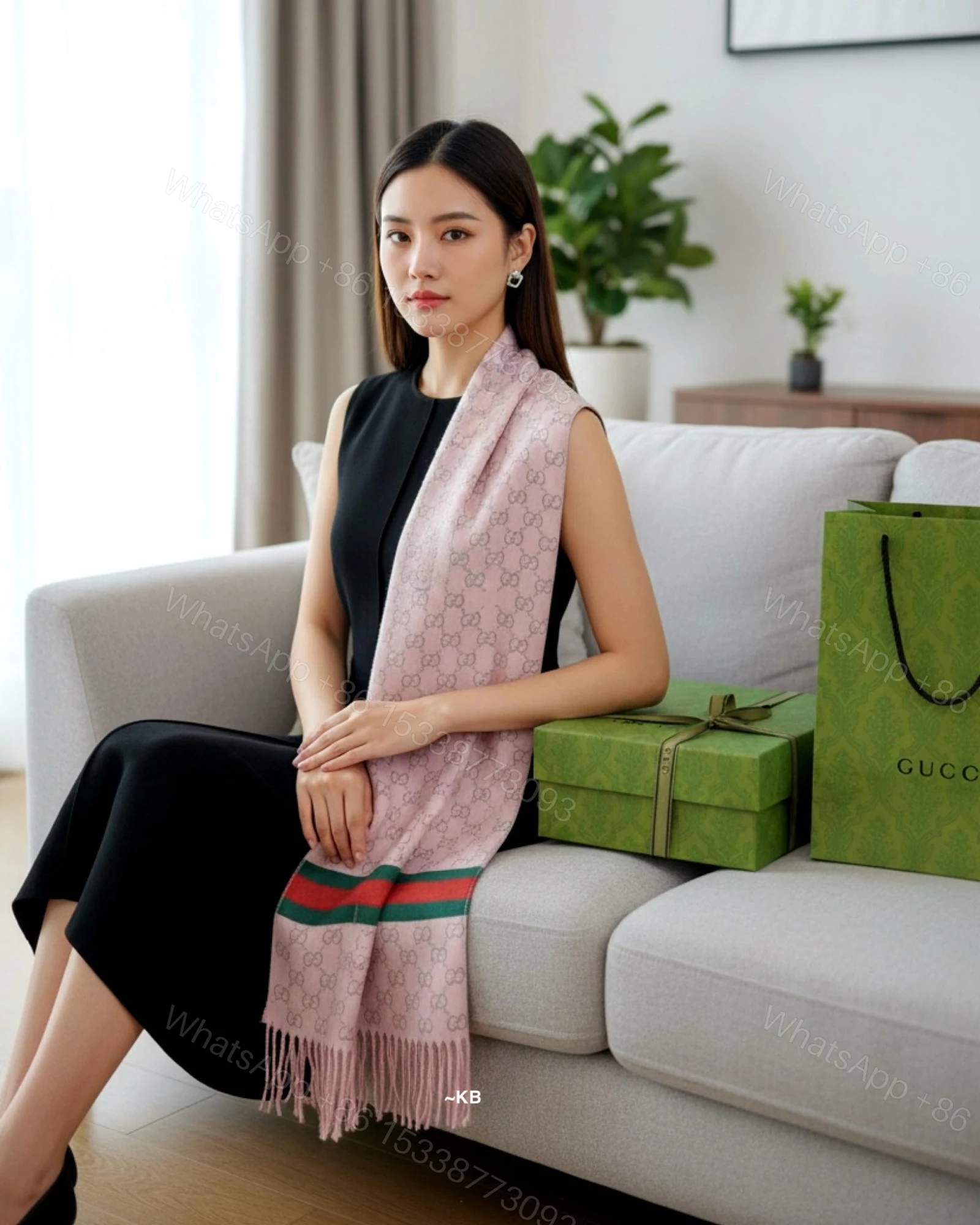 View 4 of First Copy Gucci GG Initial Scarf