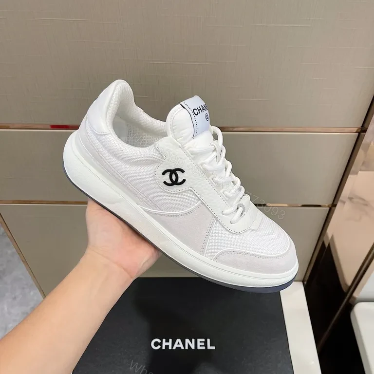 White Chanel-Inspired Trainer, Luxe Minimal, All-Day Comfort — view 1