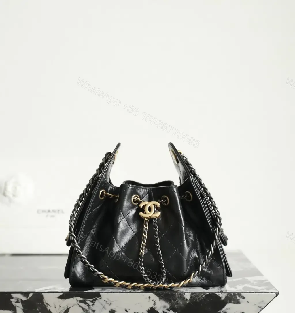 View 9 of Quilted Leather Crossbody: Luxe Chain-Detail Bag