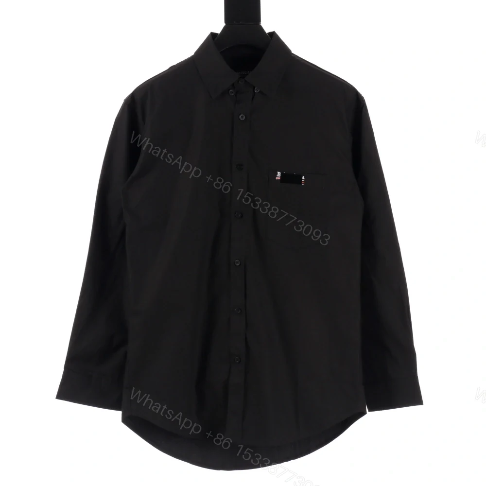高仿Balenciaga*SS23系列719874壓膠塗層LOGO襯衫黑色 — view 1