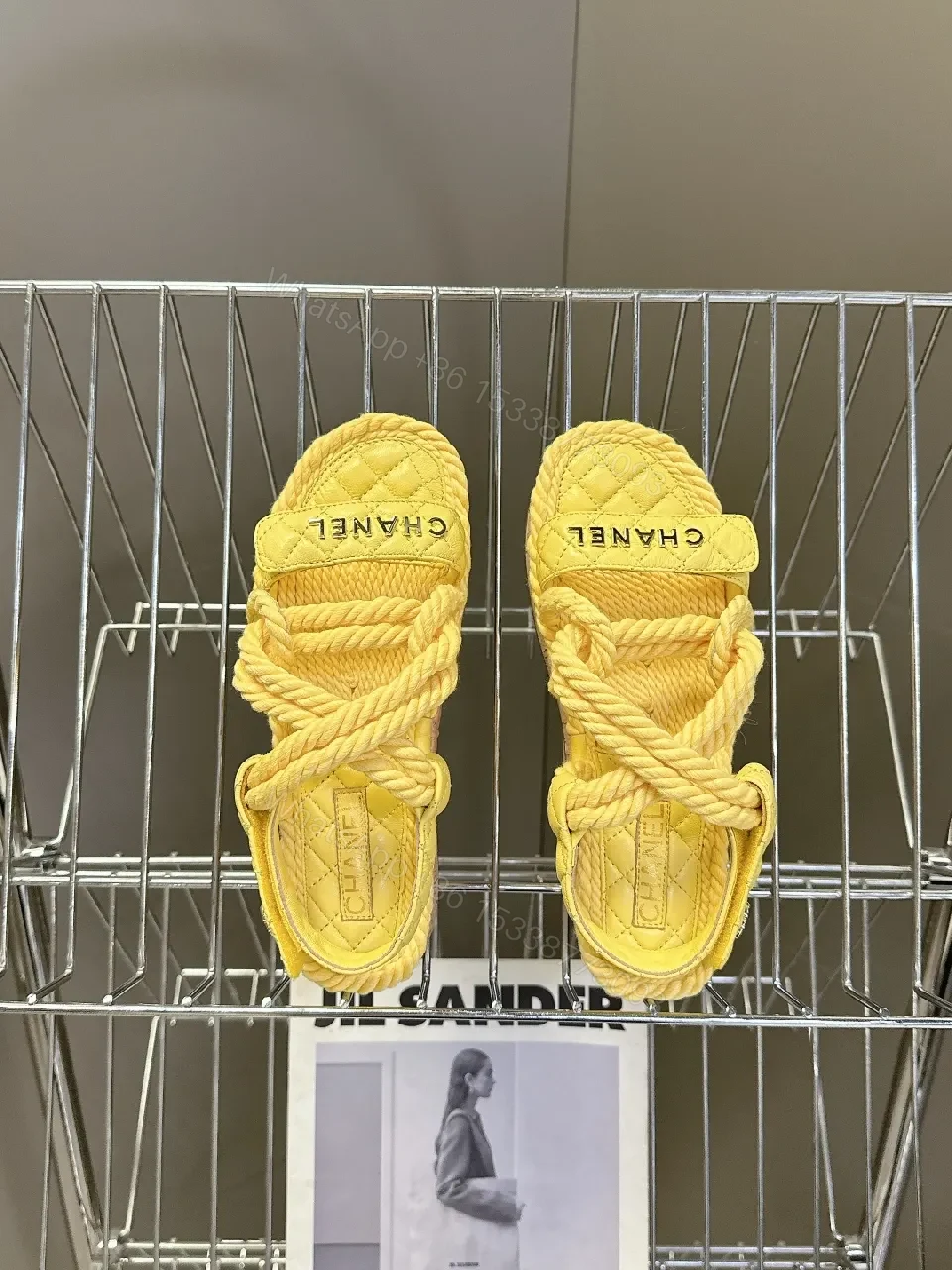 View 3 of Bright Quinoa Yellow Rope-Strap Sandals with Quilted Footbed