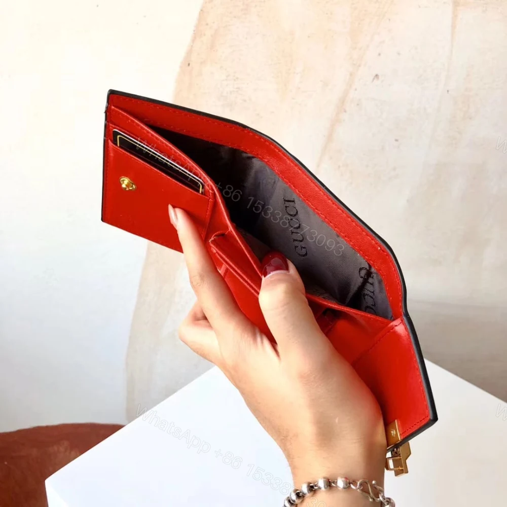 View 6 of Gucci GG Supreme Padlock Wallet Red And Beige 11Cm