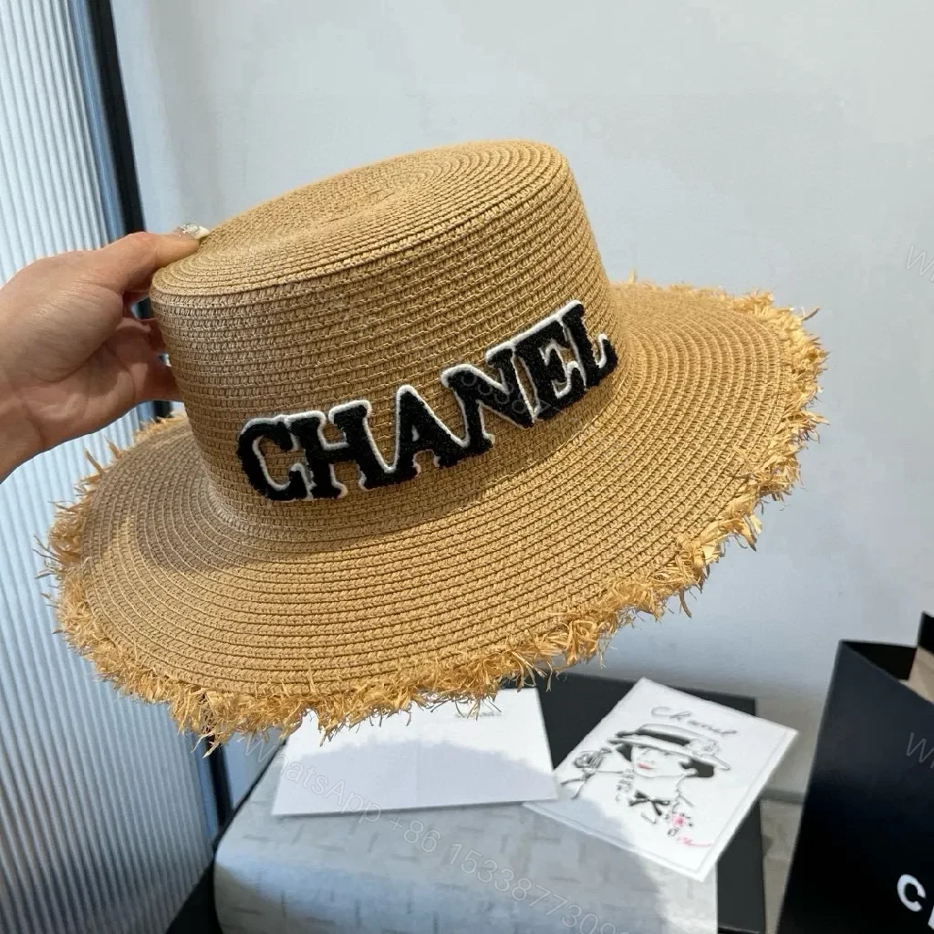 View 5 of Sun-Kissed Straw Hat with Bold Accent, Frayed Brim, Structured Crown