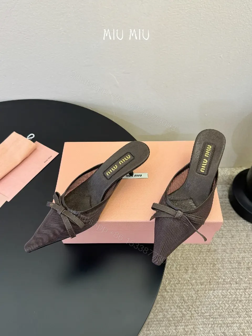 View 5 of Sleek Textured Slip-On Mule: Everyday Luxury, Pointed Bow