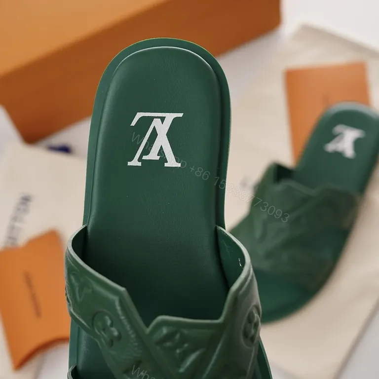 View 3 of Emerald Luxe Embossed Slides â€“ Urban Comfort Footwear