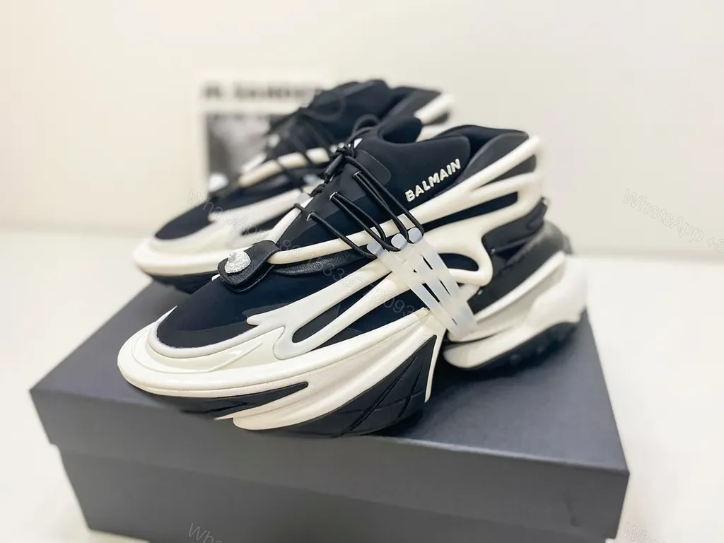 Balmain-Style Chunky Sneakers: Premium Knit Leather, All-Day Comfort — view 1