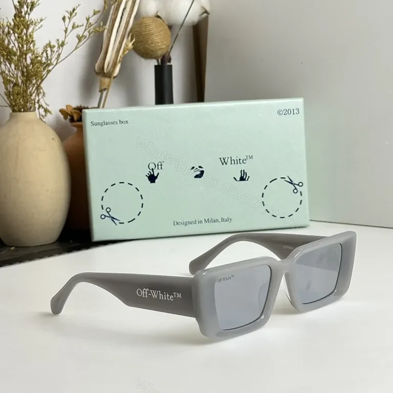 View 9 of Bold White Square Frames Sunglasses with Off-White Branding