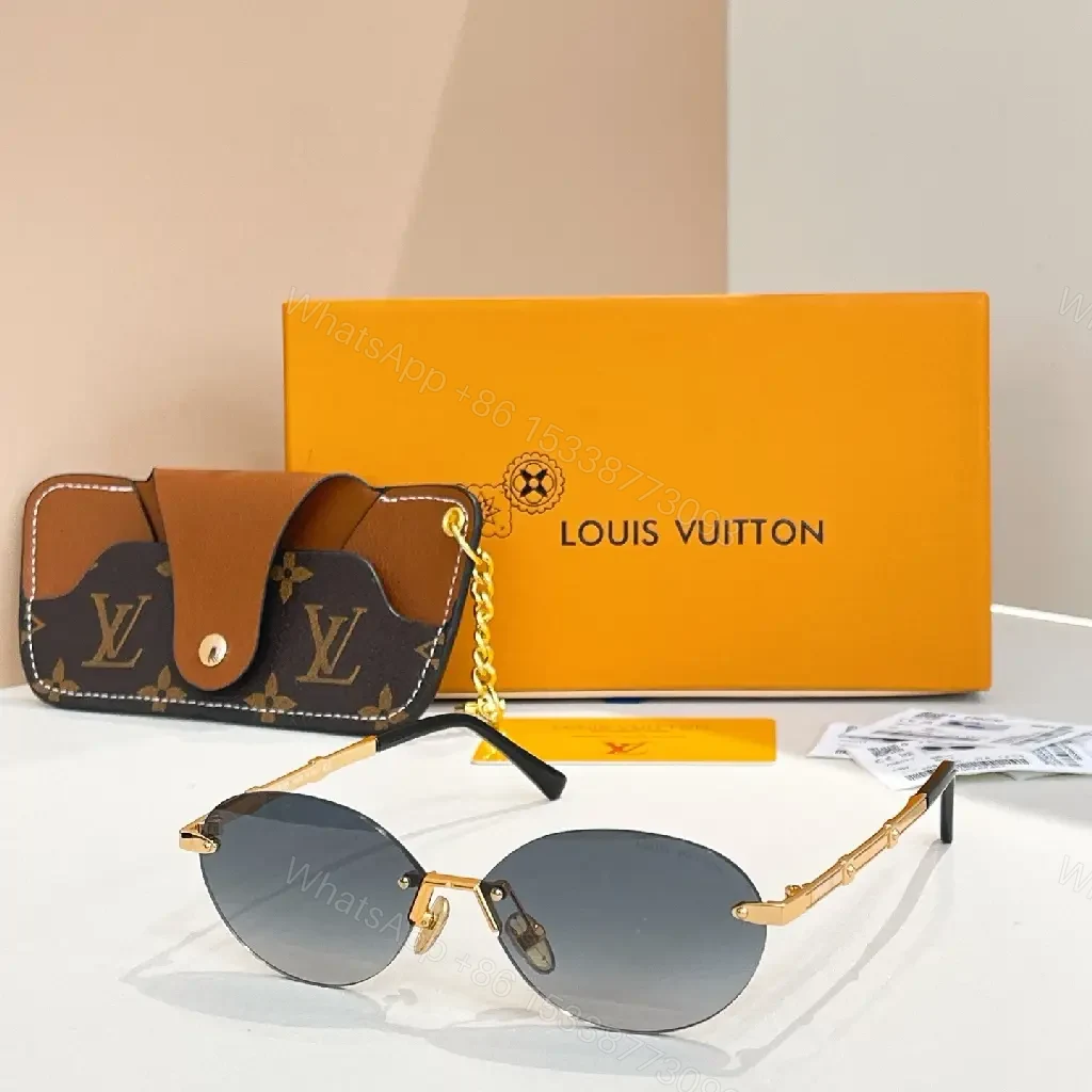 View 7 of Gradient Luxe Sunglasses Set: UV Lens, Monogram Case, Pouch
