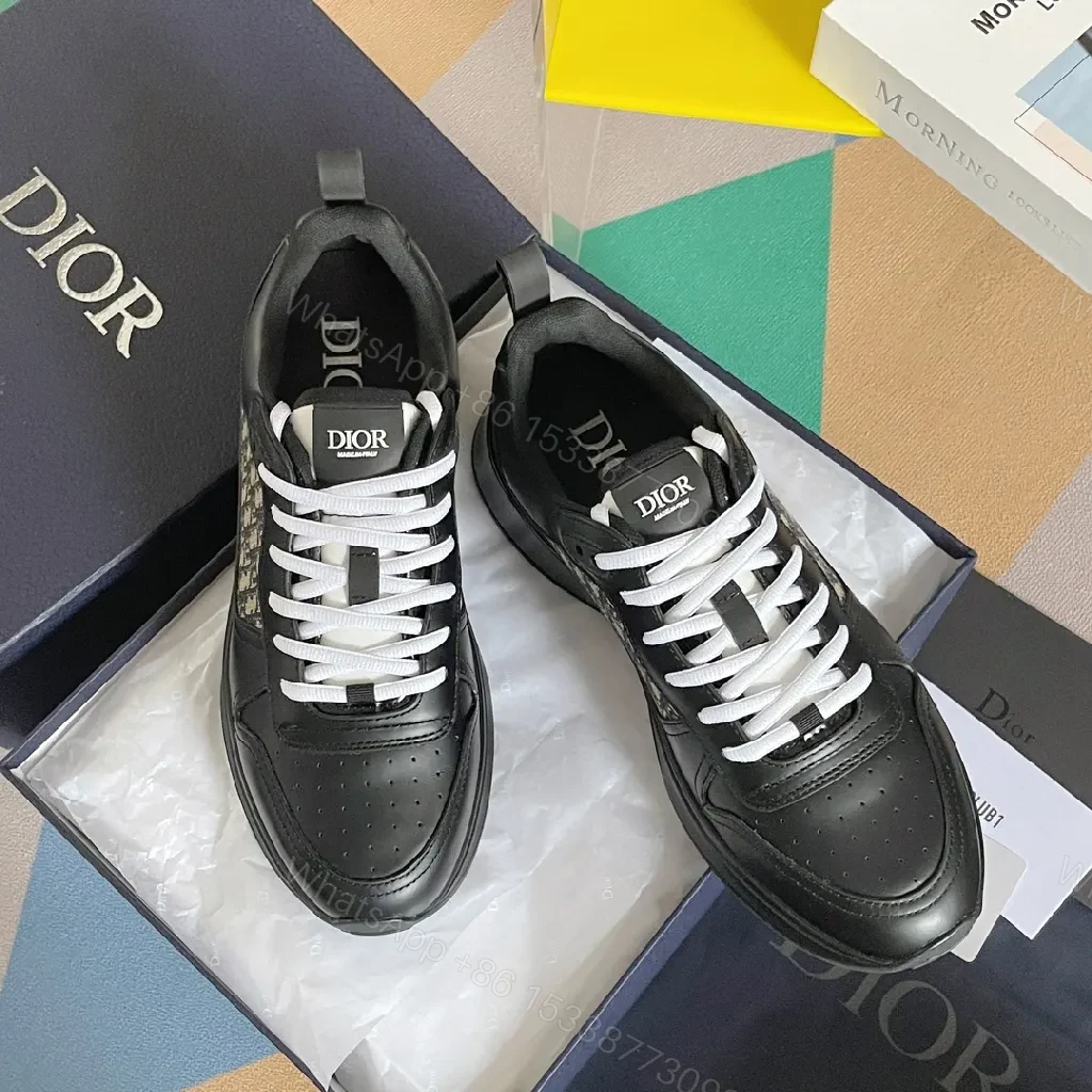 View 2 of Monochrome Leather Runner: Textured Luxury Sneaker