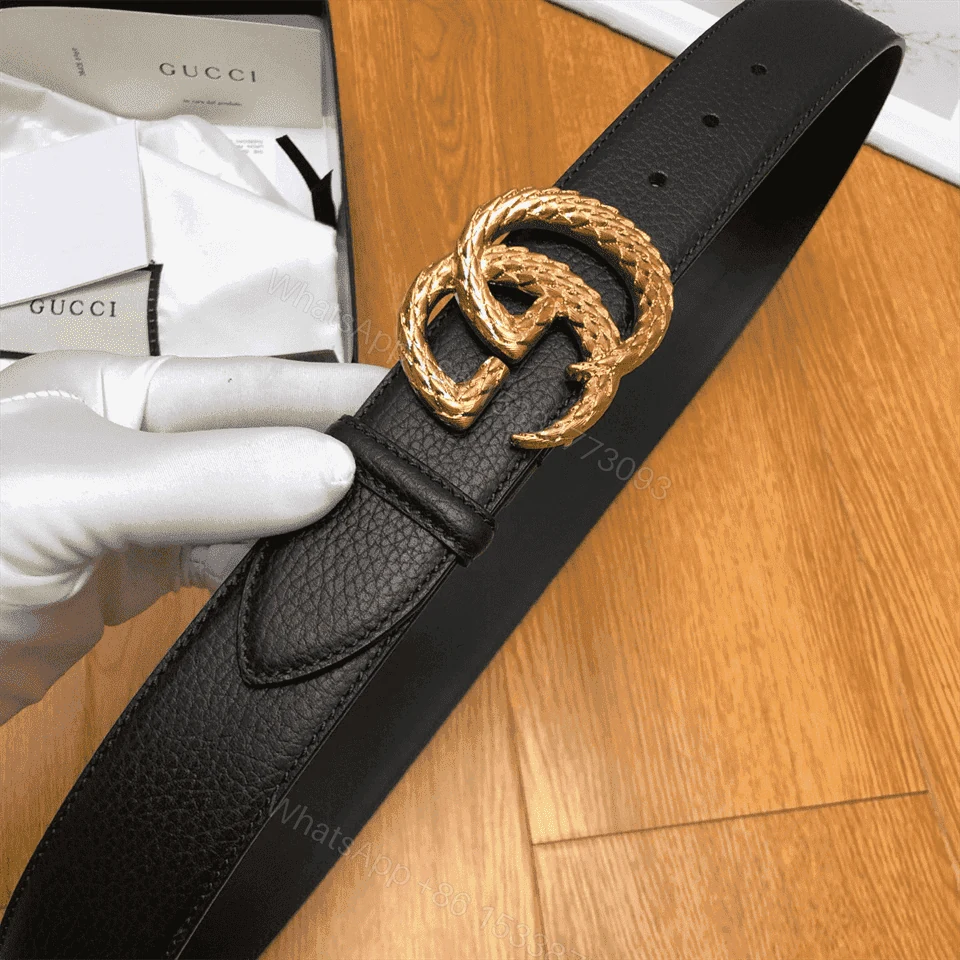 View 3 of GUCCI LEATHER BELT W/ TEXTURED DOUBLE G BUCKLE – B10