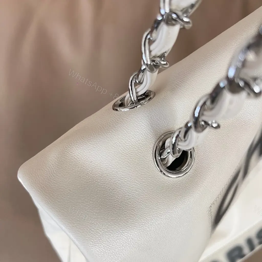 View 7 of White Leather-Accent Satchel: Sleek, Structured Luxury Tote