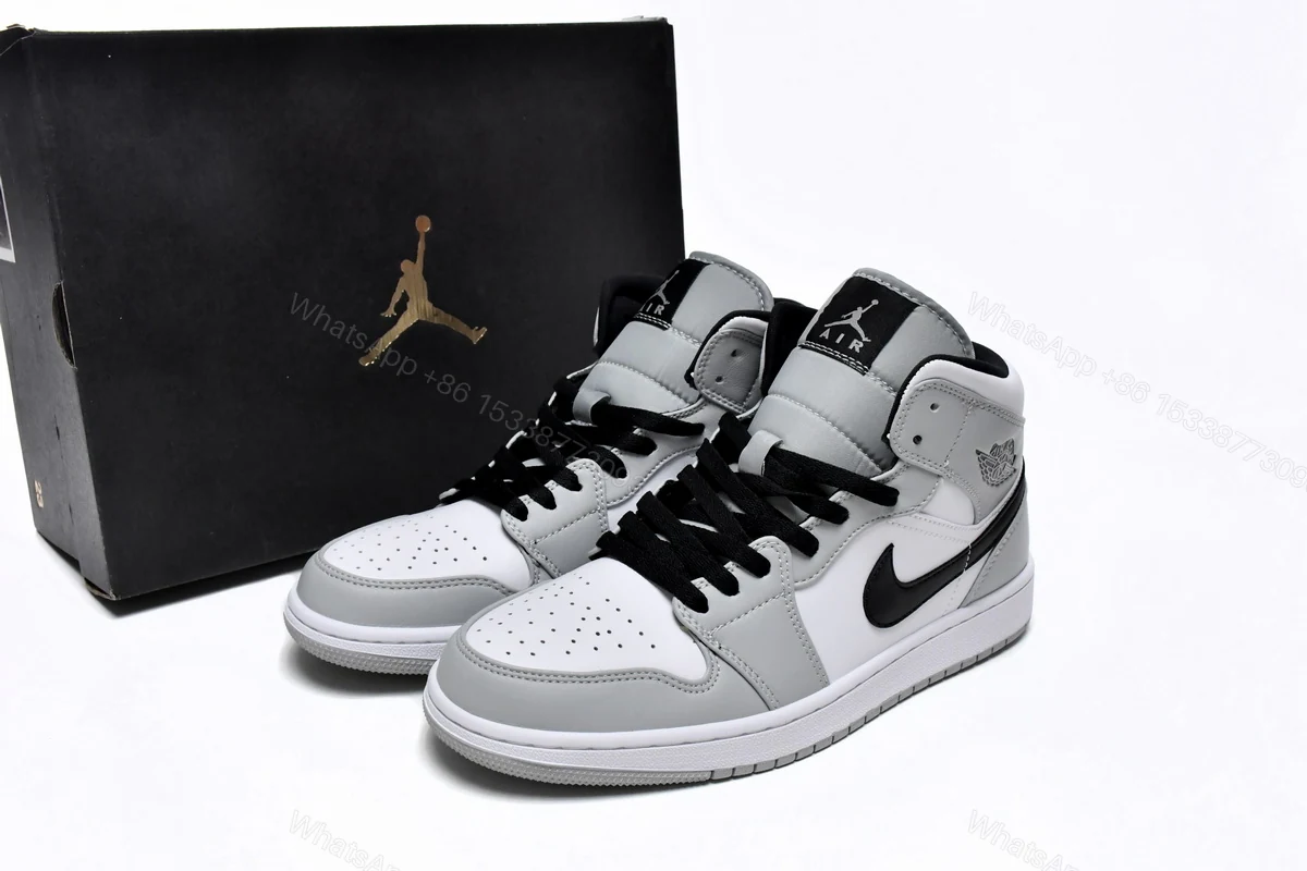 Fake Jordan 1 Mid Light Smoke Grey 554724-092 — view 2