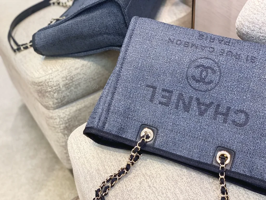View 6 of Denim-Texture Chanel-Inspired Tote: Subtle Luxe Carry