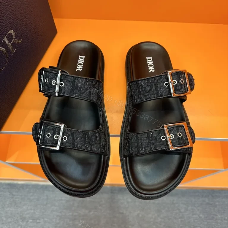 Patterned Straps Sandals: DIOR-Style Elevated Comfort Sandals — view 1