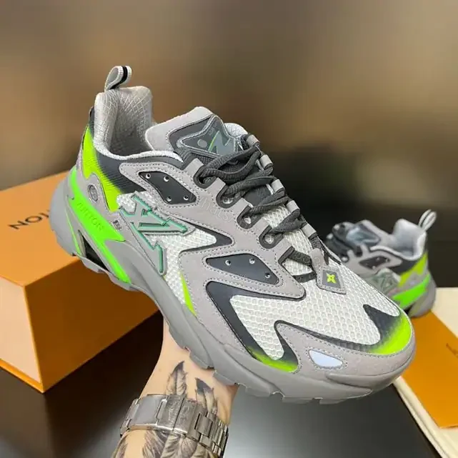 View 2 of LOUIS VUITTON RUNNER TATIC SNEAKERS IN GREY AND GREEN – LSVT348