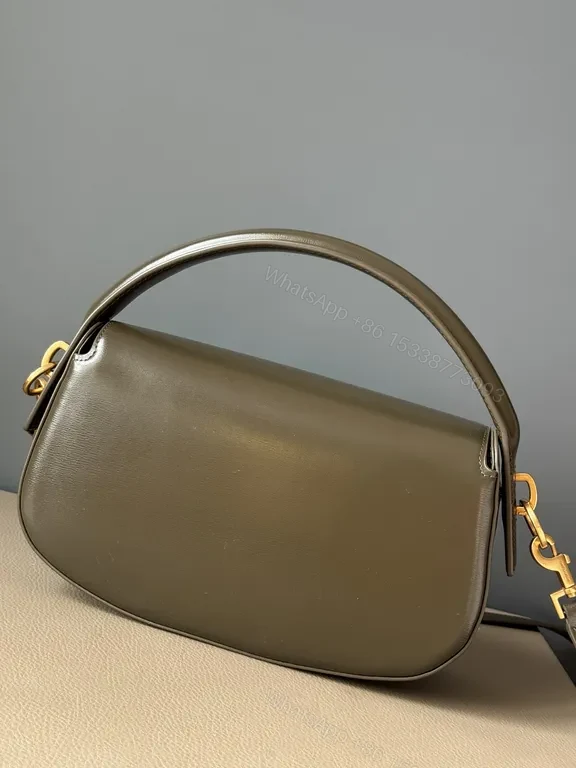View 7 of Structured Leather Shoulder Bag: Gold Hardware, Compact Style