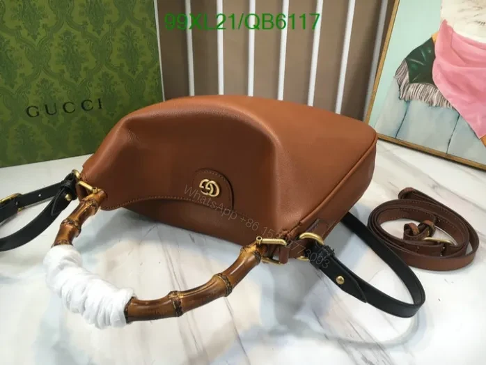 View 8 of Gucci Imitation Diana Medium Black Leather Handbag QB61177 – Designer AAAA Purse