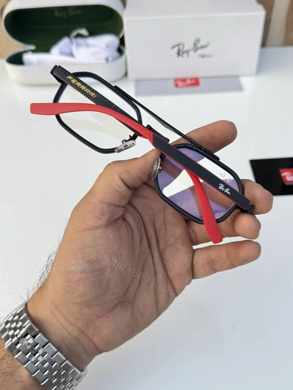 View 4 of First Copy RayBan 7328 Black Plano Sunglasses