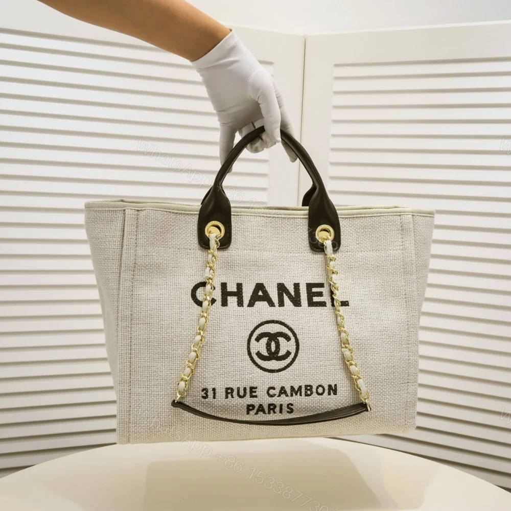 View 8 of Chanel Deauville Large Tote Shopping Bag 37Cm