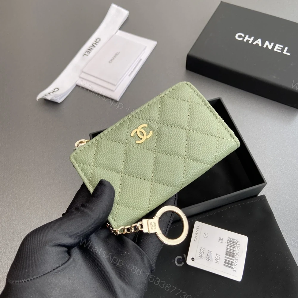 View 5 of 高仿Chanel*AP0223零錢包綠色魚子醬金扣免檢版