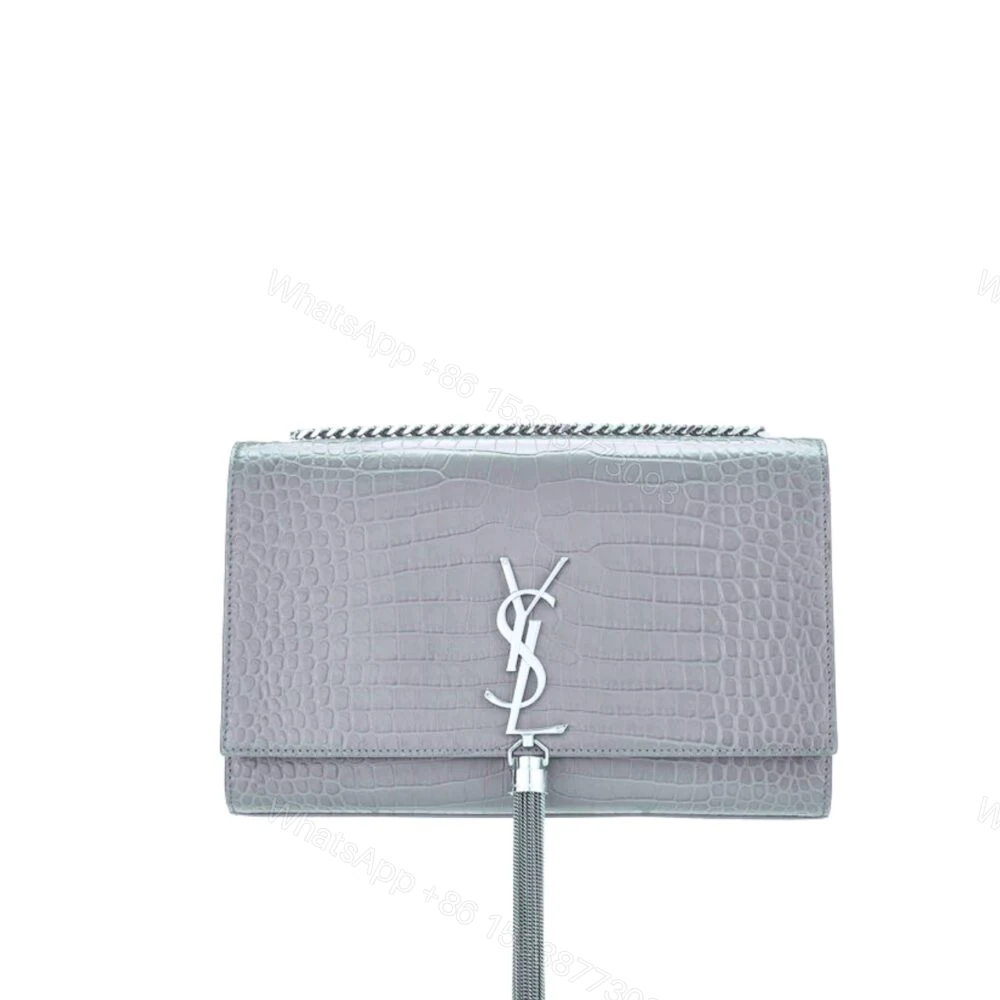 Saint Laurent Kate Monogram Shoulder Bag Gray 20Cm — view 1