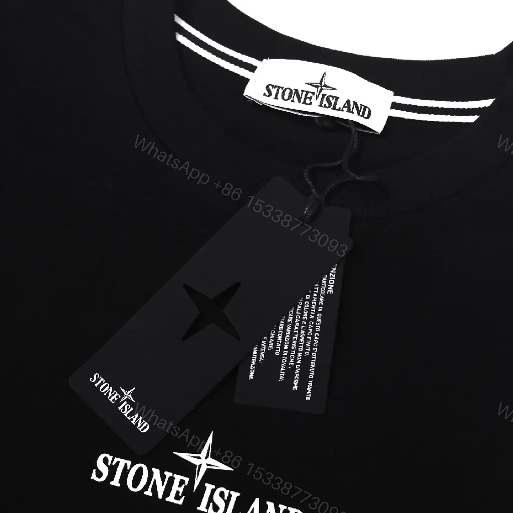 View 4 of Black Cotton Crewneck Tee with Small Chest Logo