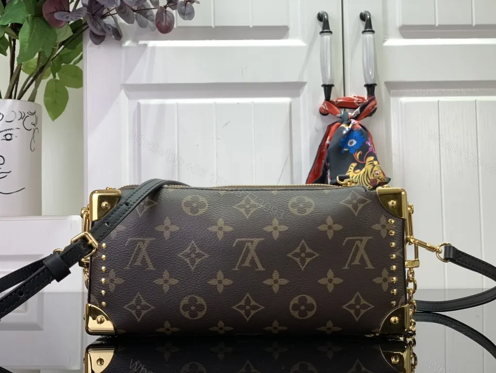 View 8 of Brown Monogram Luxe Purse: Gold Chain, LV Clasp, Shoulder/Crossbody