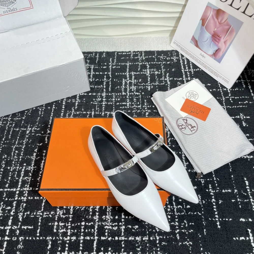View 5 of 高仿Hermes*Kelly系列H251002Z01小牛皮休閒單鞋白色免檢版