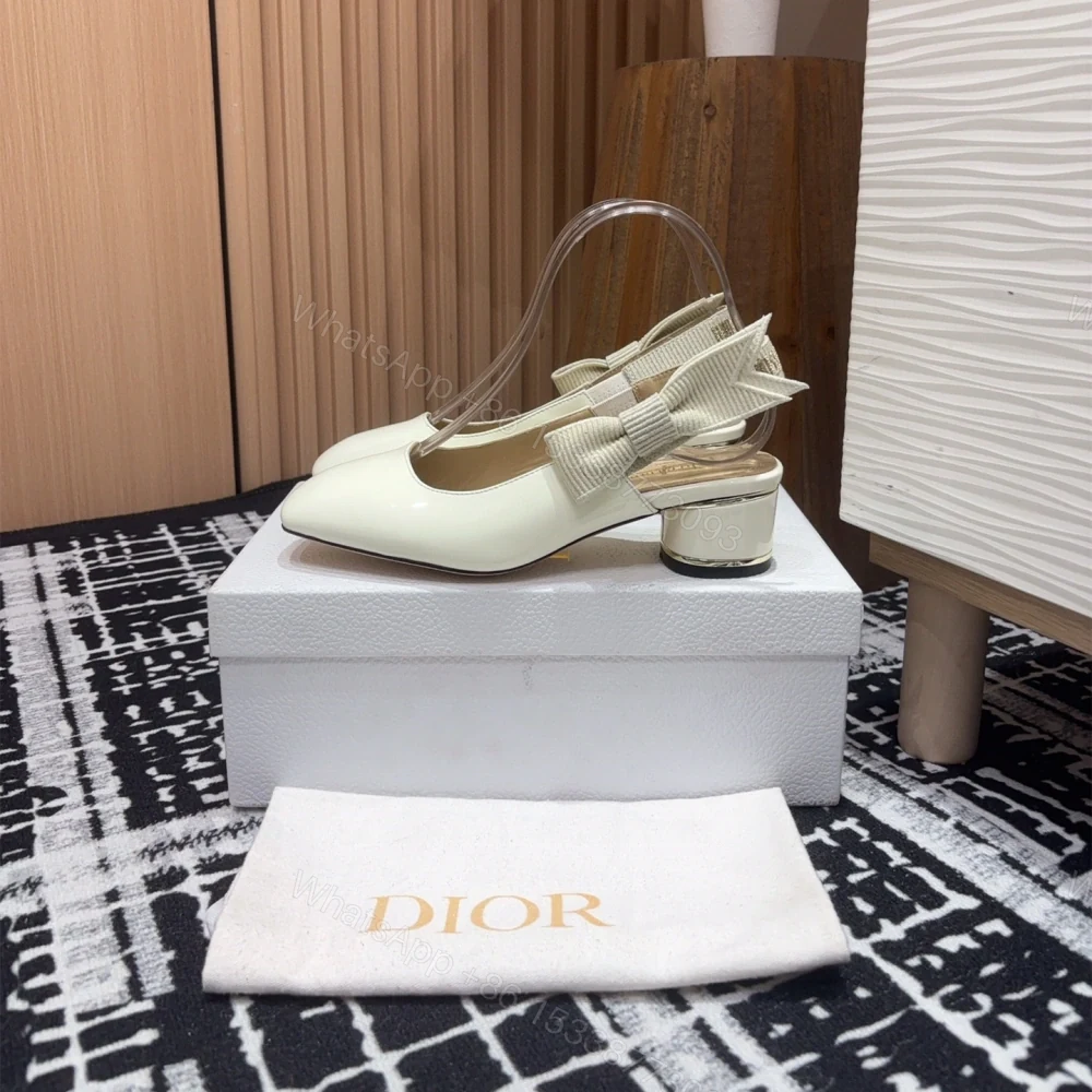 View 2 of 高仿Dior*Miss系列KDV271露跟蝴蝶結矮踭鞋白色免檢版