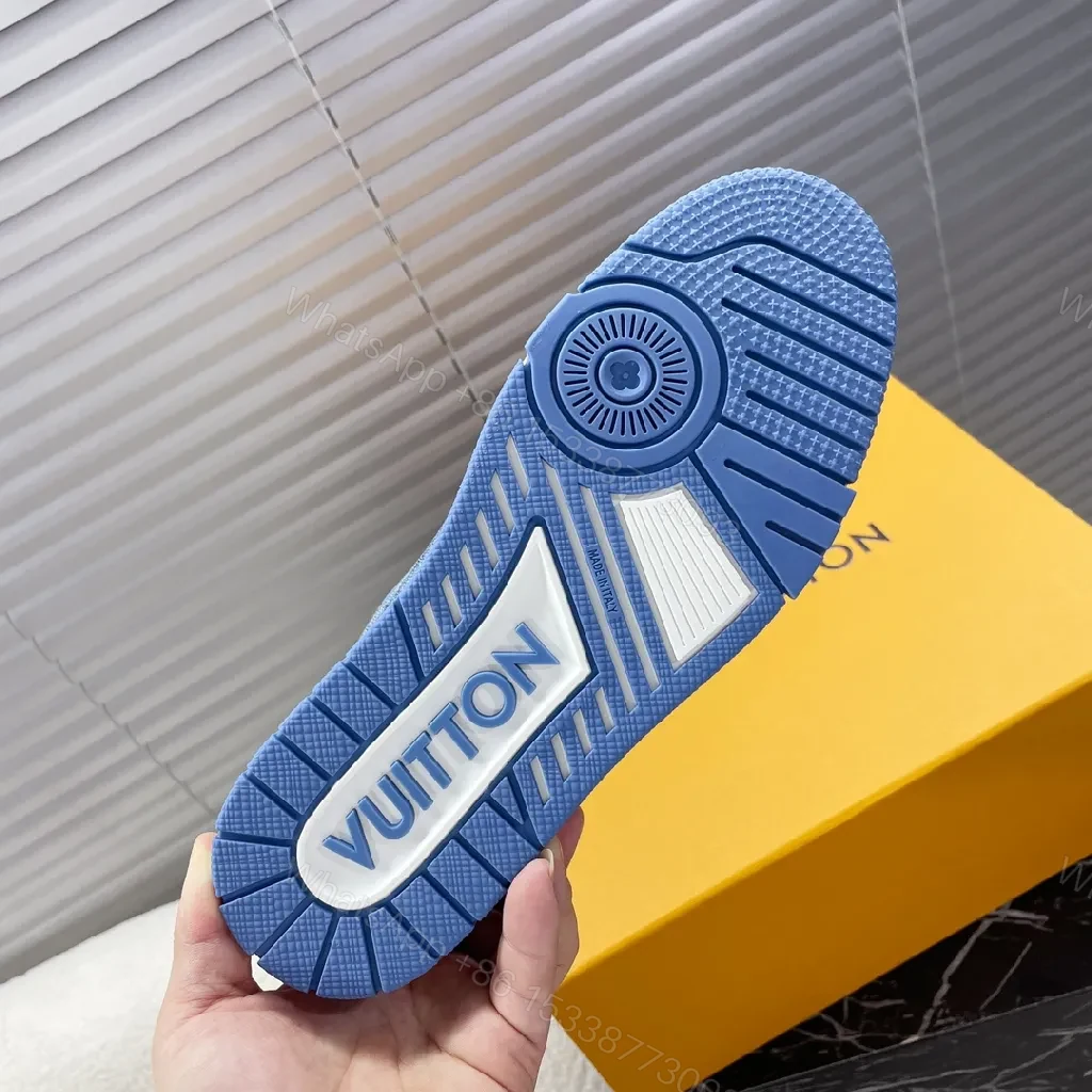 View 4 of Denim-Texture Luxe: LV-Inspired Platform Sneakers