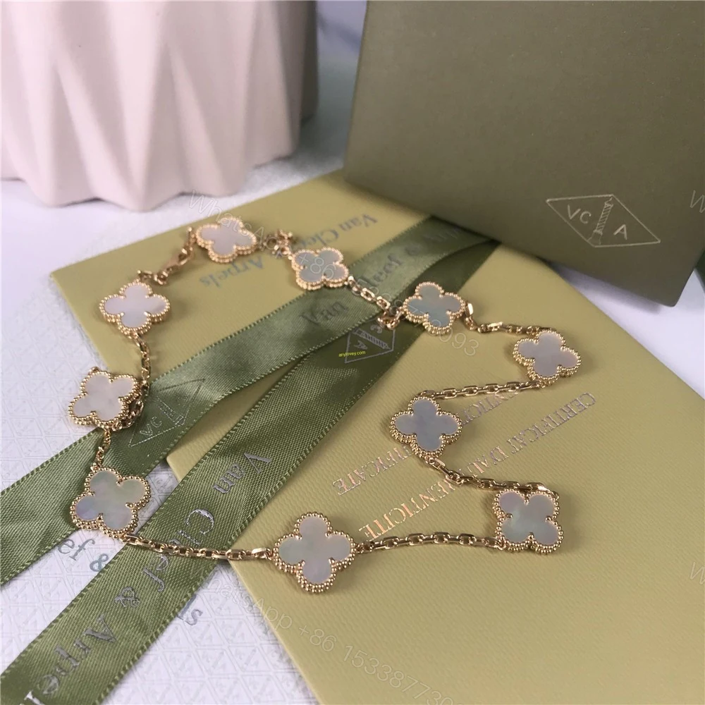 View 2 of VCA Alhambra Necklace 10 Motifs Mother of Pearl Yellow Gold