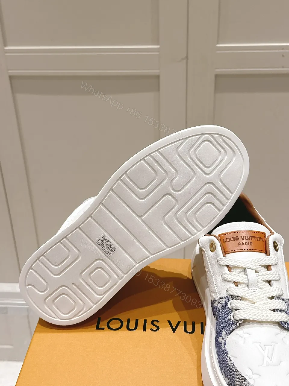 View 3 of Denim-Trim Lux Sneaker with Signature Details—Everyday Elevation