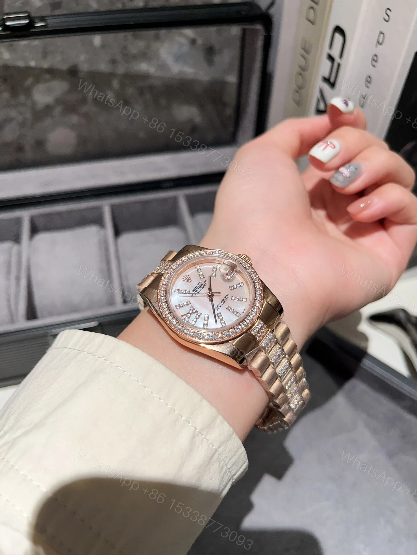 View 3 of Rolex Datejust Diamond In Rose Gold With Pink Dial 31Mm