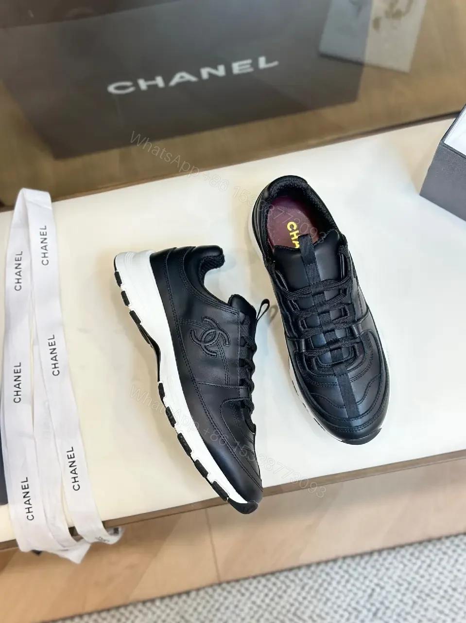 View 9 of Bold Black Leather Sneakers, Luxe Street Style, Comfort