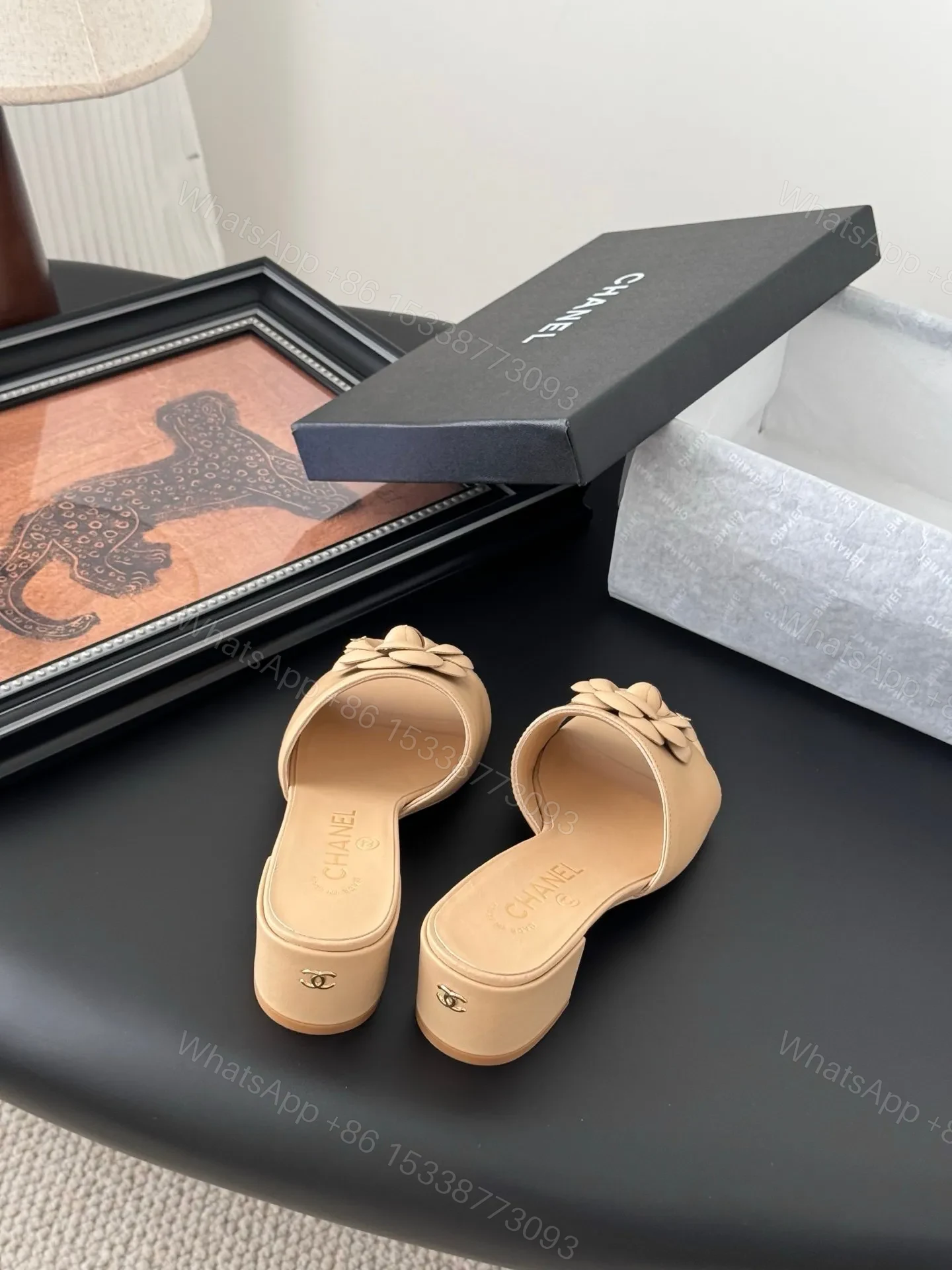View 6 of Chanel Women Beige Leather Mules