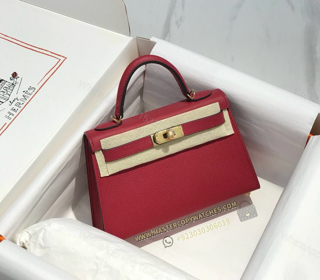Hermas Mini kelly Epsom 20 Rouge Pimenta — view 1