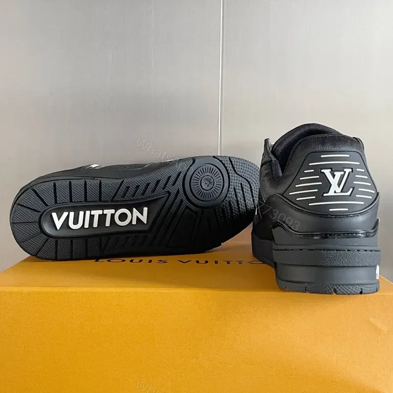 View 6 of Black Leather LV-Style High-Tops: Luxe Everyday Comfort Sneakers