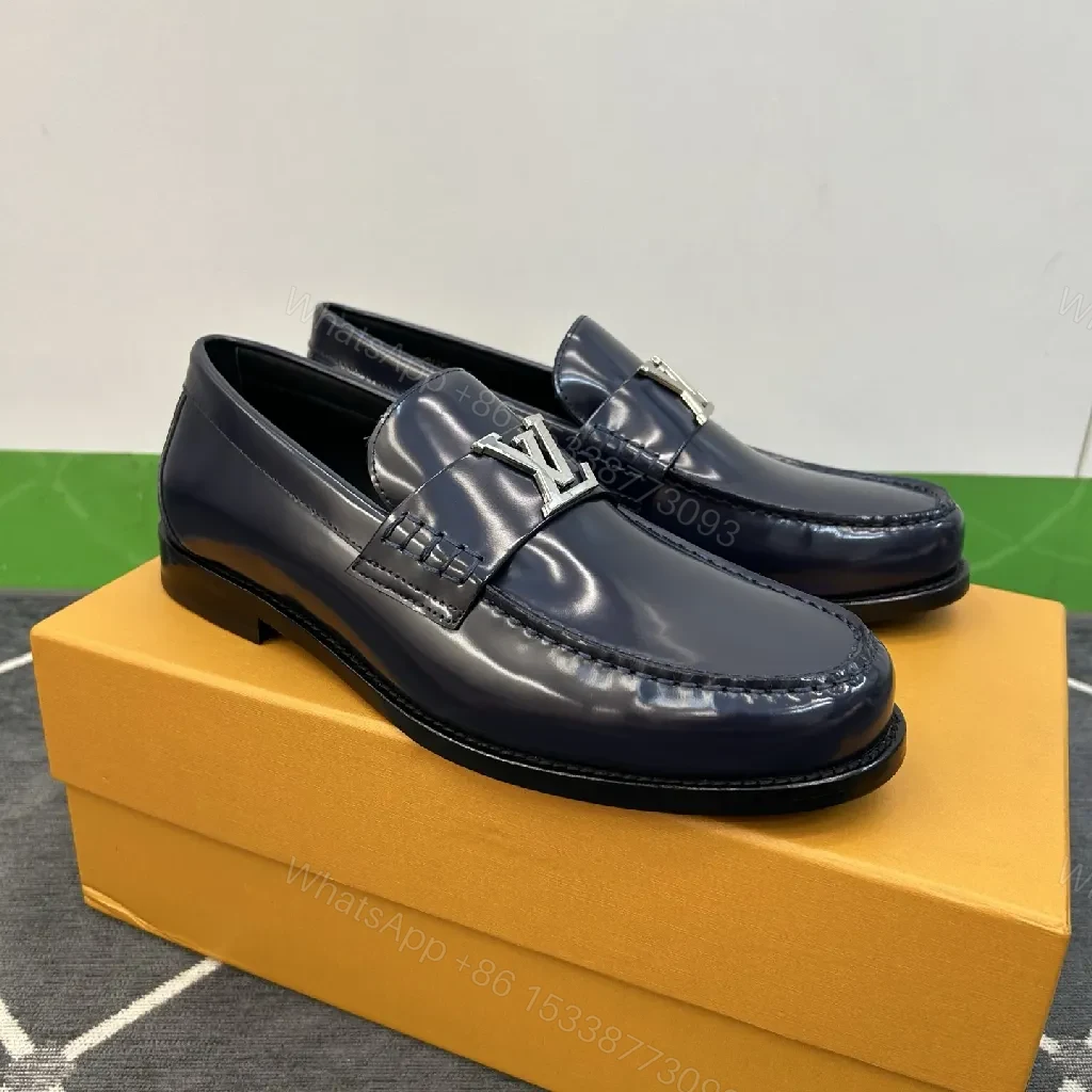 View 2 of Glazed Calfskin Loafer with Signature LV Hardware