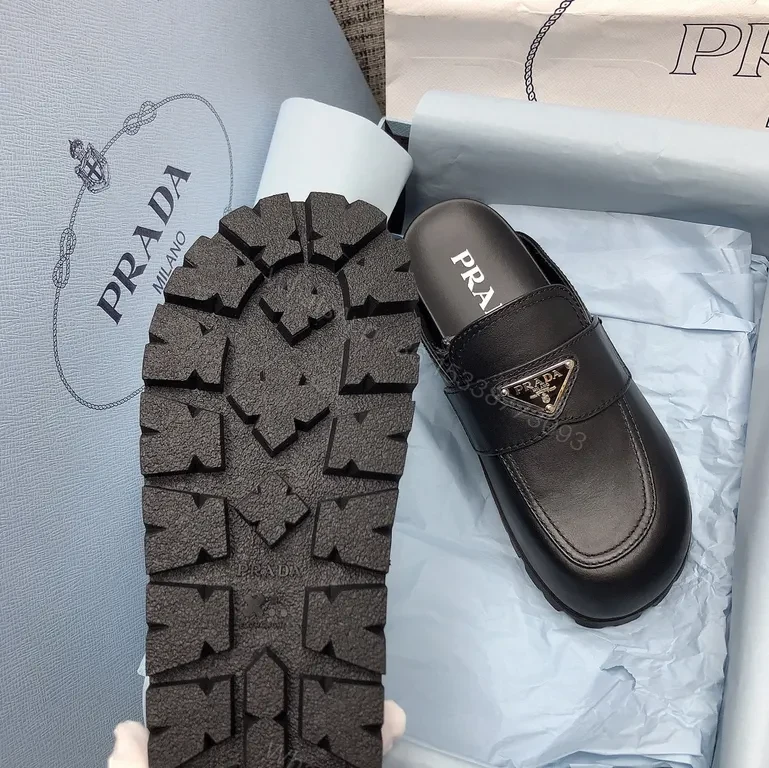 View 3 of Prada Black Leather Loafers â€” Signature Logo, Everyday Sophistication