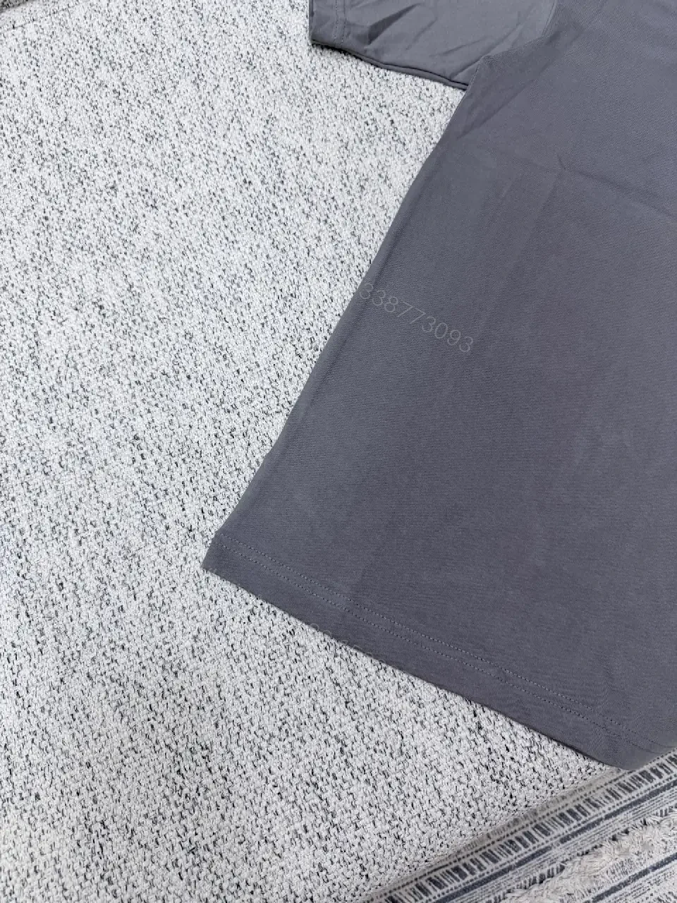 View 11 of Gray Embossed Cotton-Blend Tee – Minimalist Luxe, All-Day Comfort