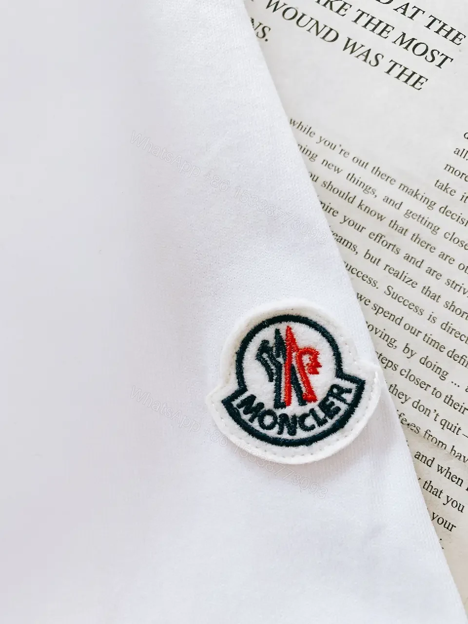 View 2 of White Cotton Crewneck Tee – Graphic Crest, Modern Luxe, Everyday Essential