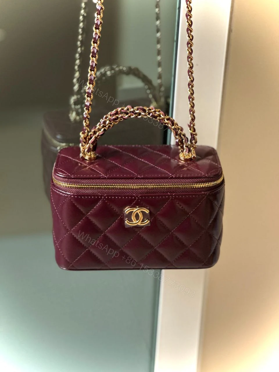 View 3 of Chanel Black Matlasse Coco Lambskin Leather Vanity Bag