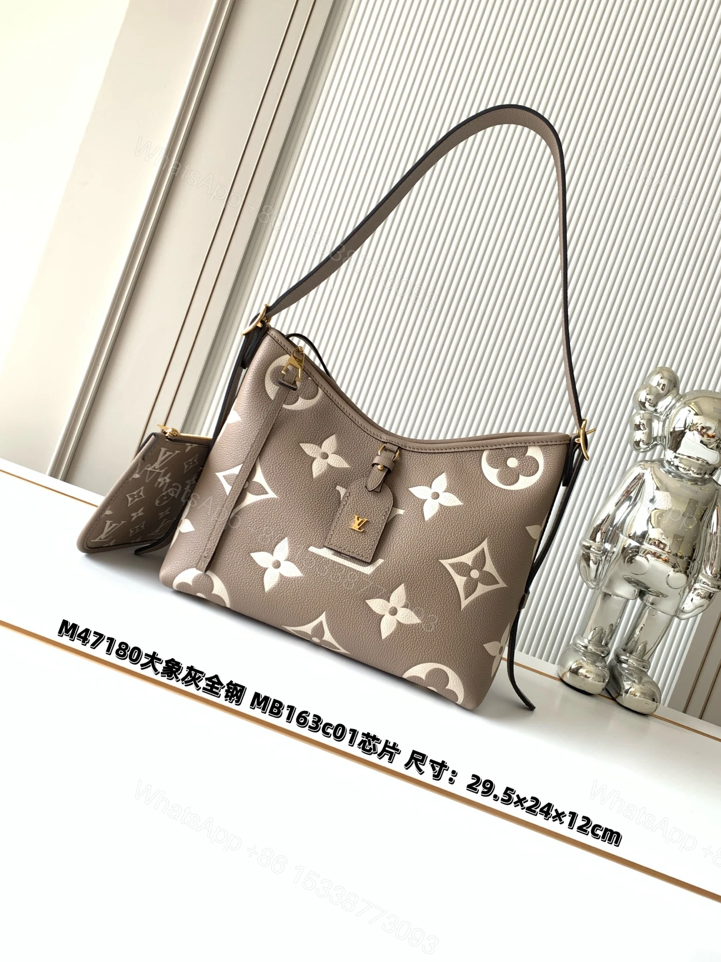 LV A貨女士手提包大象灰壓紋Monogram百搭實用款 — view 1