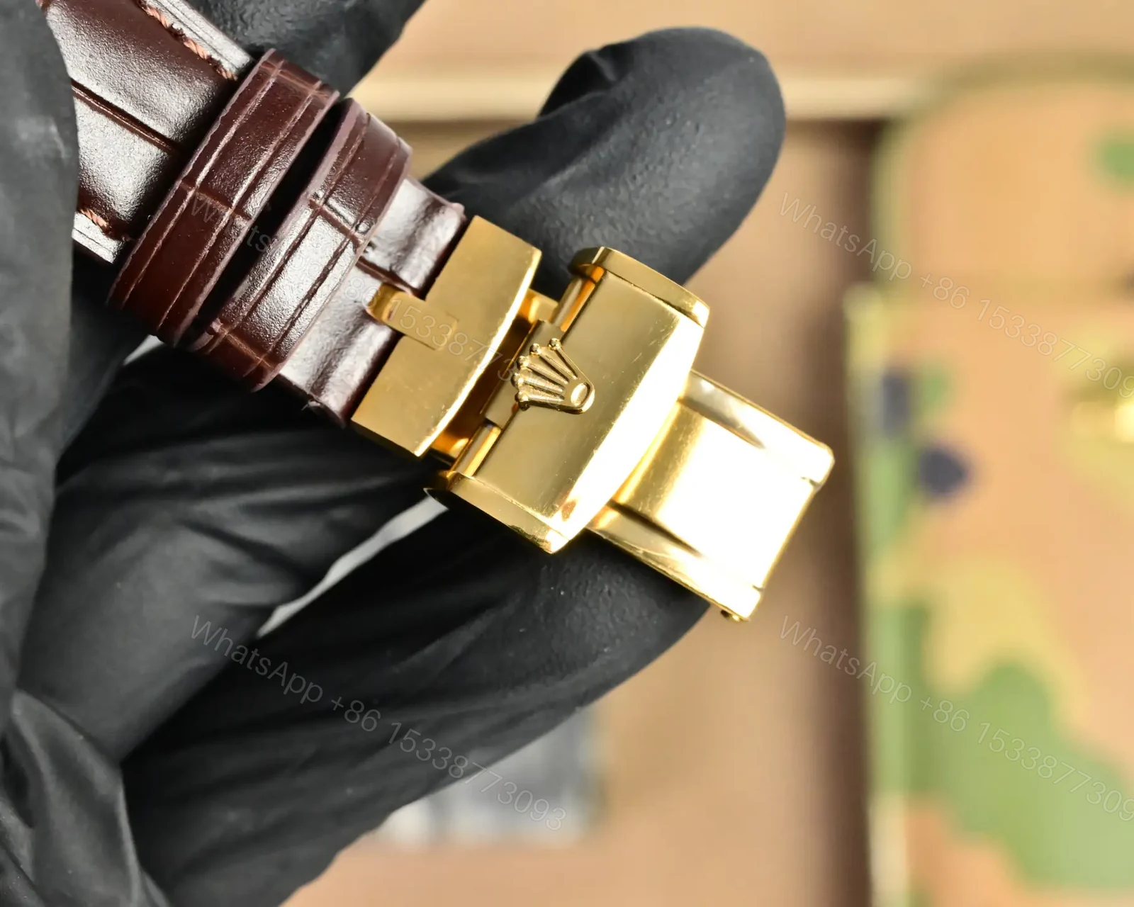 View 8 of Best Rolex 1908 Gold Leather Strap replica 39MM Champagne Dial Edition RG-1908-GOLD-CHAMPAGNE-LEATHER-39