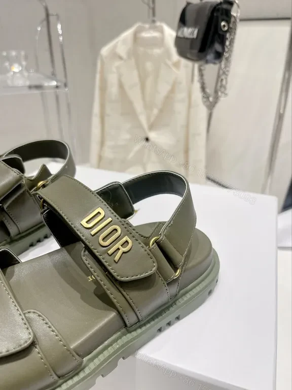 View 4 of Olive Strappy Sandals with Gold-Dior Hardware â€“ Luxe Comfort