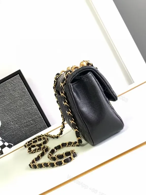 View 2 of Chic Black Quilted Leather Bag â€“ Gold Hardware Accent