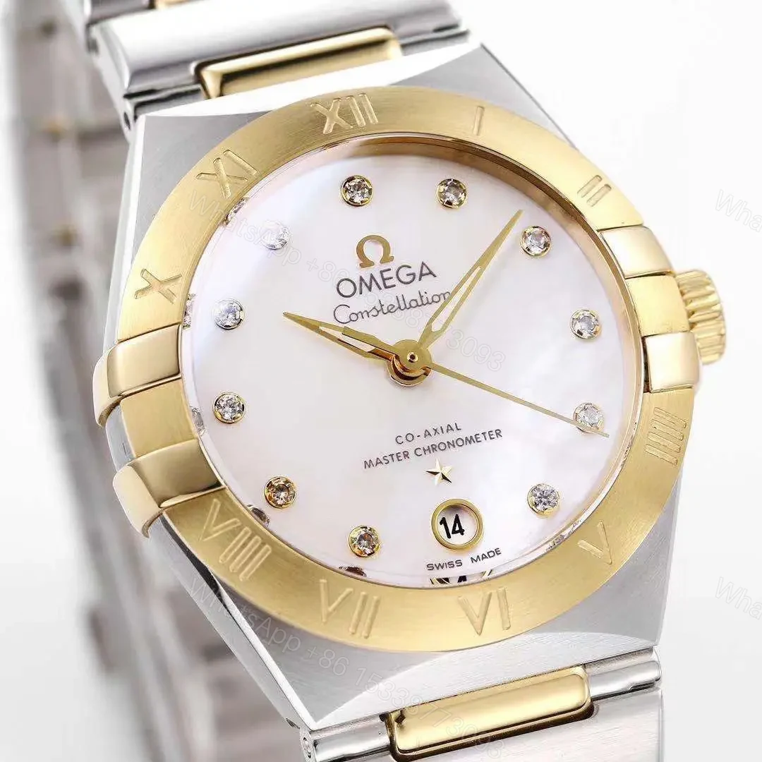 View 4 of Omega Constellation 29mm Women’s Watch V6 Version Two-Tone Stainless Steel and Gold White Dial with Diamond Markers